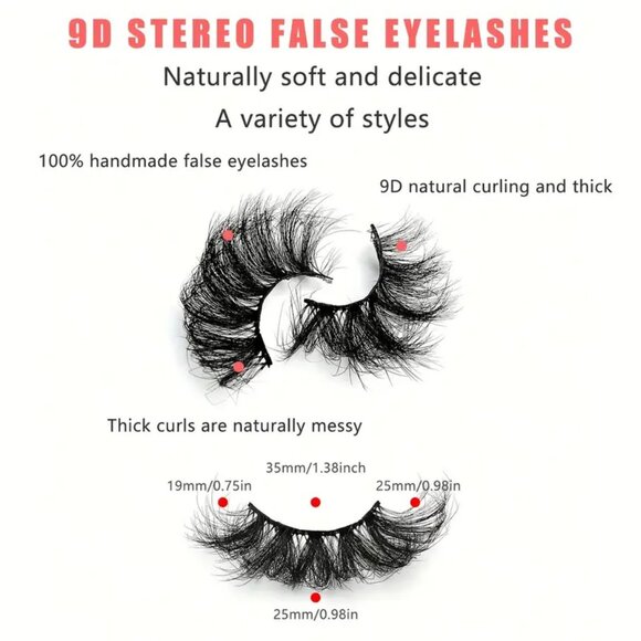 7 Pairs 25mm False Eyelashes Fluffy Soft Thick Doll Eye Cat Eye Dramatic Lashes - Picture 3 of 4